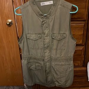 Zip button up army green vest
